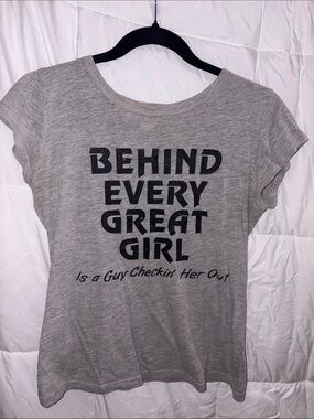 Gray Graphic Short-Sleeve Tee — Behind Every Great Girl